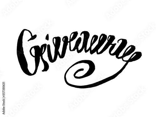 Giveaway banner for social media contests and special offer. Vector black ink brush lettering at white background. Modern calligraphy style.