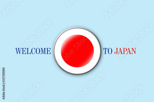 Free Download Flag of Japan in a round icon on a blue background. Welcome to Japan. Travels. - GFXLoad