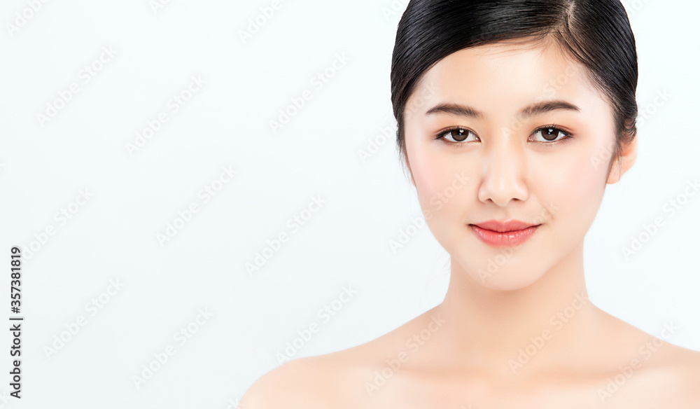Beautiful Young Asian Woman with Clean Fresh Skin. Face care, Facial treatment, Cosmetology, beauty and healthy skin and cosmetic concept, woman beauty skin isolated on white background. Beautiful Young Asian Woman with Clean Fresh Skin. Face care, Facial treatment, Cosmetology, beauty and healthy skin and cosmetic concept, woman beauty skin isolated on white background.