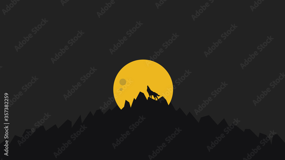 night landscape with moon