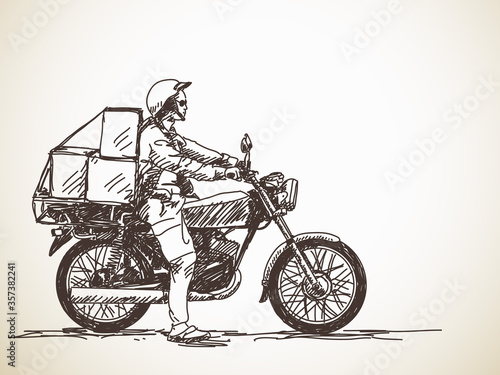 Sketch of motorcycle delivery