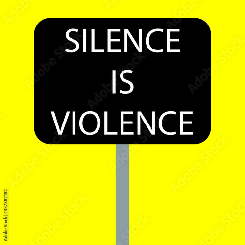 silence is violence, illustration vector , yellow, black lives matter