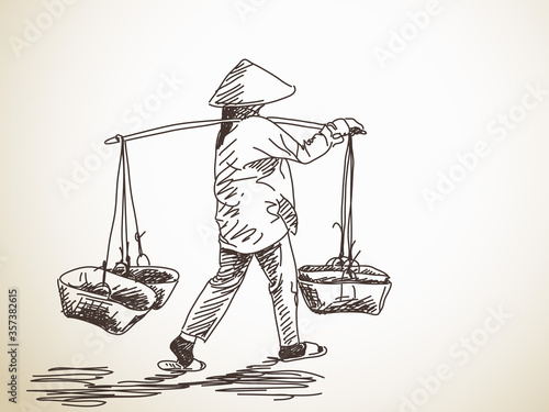 Woman carrying a yoke