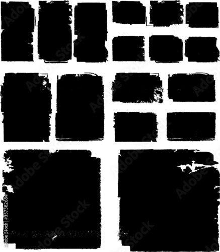 Grunge Paint Roller . Vector brush Stroke . Distressed banner . Black stripes isolated. paintbrush collection . Modern Textured shape . Dry border in Black . Bulge lines . Rough edges. 