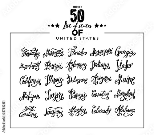 United States of America hand drawn map. Editable calligraphy vector illustration. Geographical concept in hand written style isolated on a white background. Ink drawing concept.