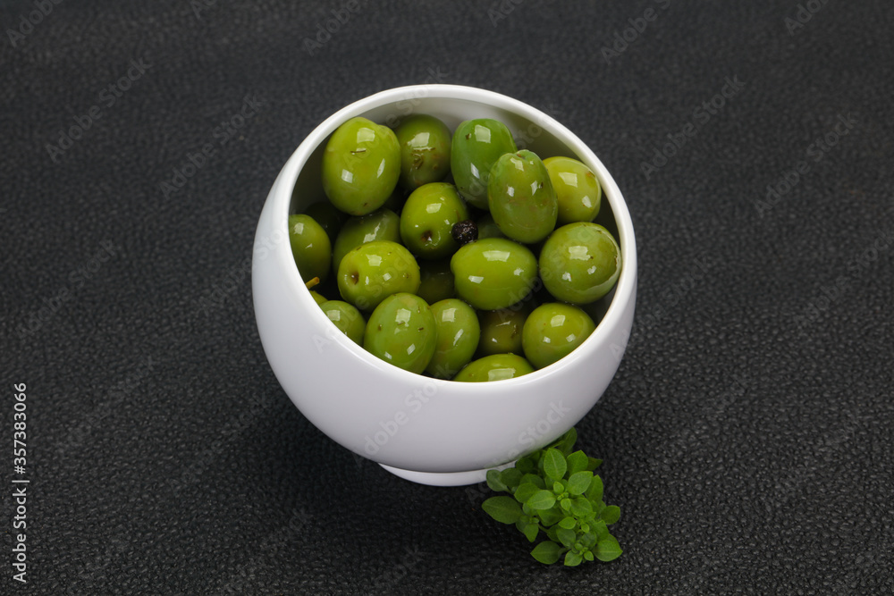 Green Campo Real olives in the bowl Green Campo Real olives in the bowl