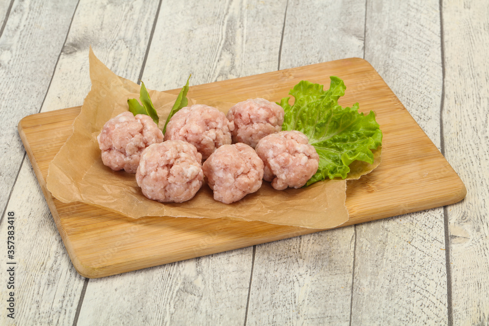 Homemade raw pork minced meatball for cooking Homemade raw pork minced meatball for cooking