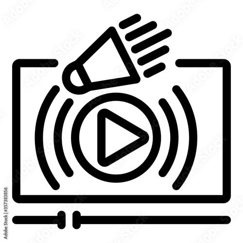 Video promotion icon. Outline video promotion vector icon for web design isolated on white background
