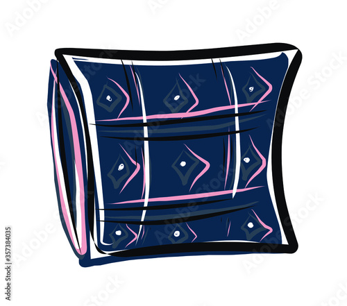 Decorative pillow. Cushion. Vector picture drawn by hand from a set about home life and comfort.  Doodle style. Isolated. 