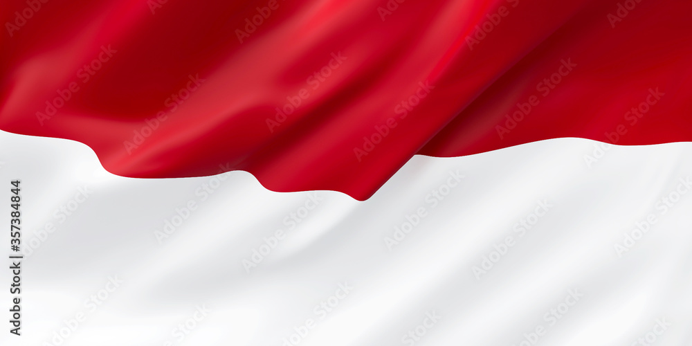 Obraz premium National Fabric Wave Closeup Flag of Indonesia