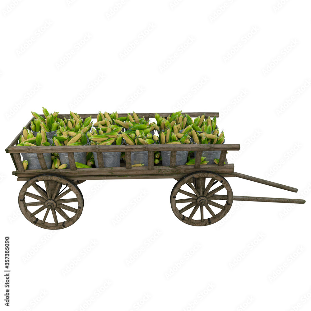 Fototapeta premium Harvest Corn Wooden Cart