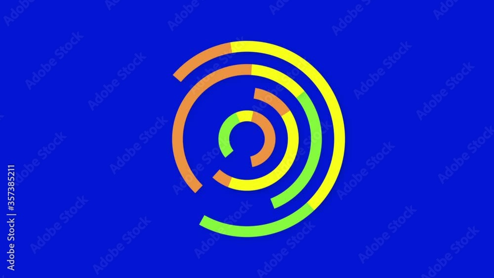 Doughnut chart loop animation of data change on blue background Doughnut chart loop animation of data change on blue background