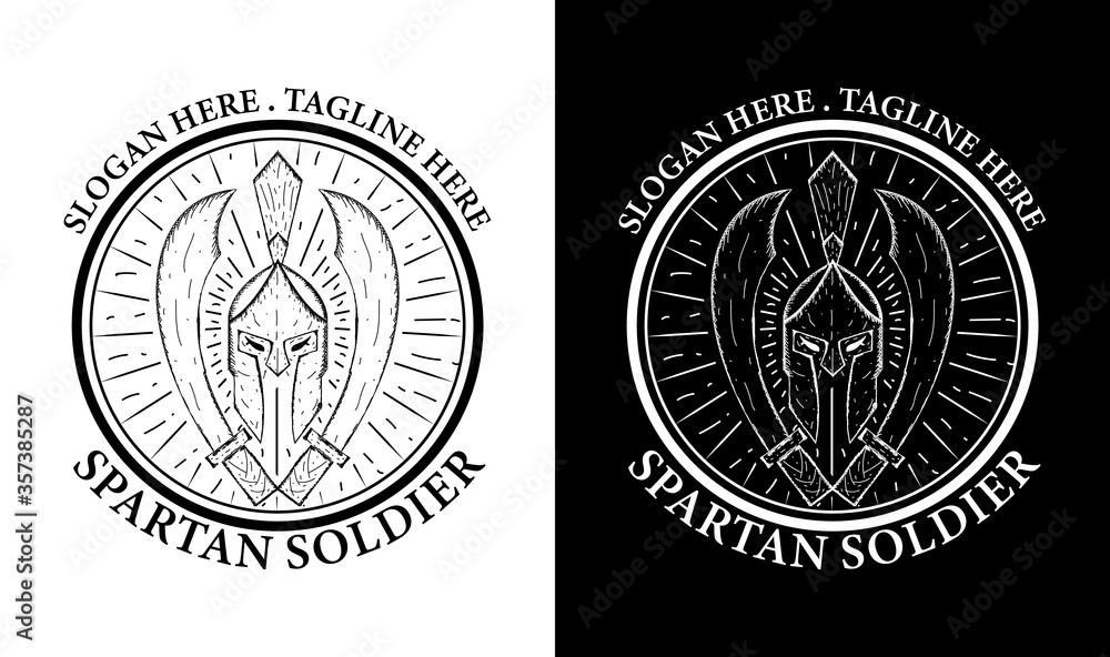 Fototapeta premium Spartan Vintage Retro Badge Label Emblem Logo design inspiration