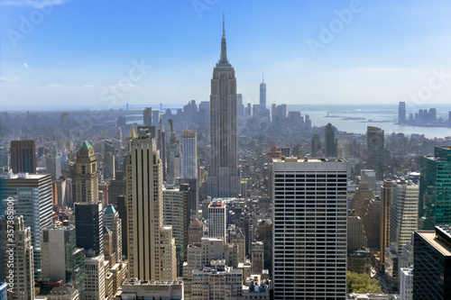 Aerial top view of New York City skyline from above, urban skyscrapers, Manhattan cityscape   © Iuliia Sokolovska