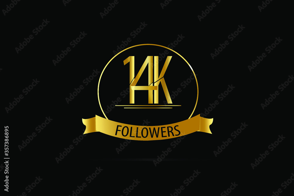 14K, 14.000 followers Luxury Black Gold anniversary, minimalist logo years,jubilee, greeting card. Birthday invitation. year sign. Gold space vector illustration on black background - Vector 14K, 14.000 followers Luxury Black Gold anniversary, minimalist logo years,jubilee, greeting card. Birthday invitation. year sign. Gold space vector illustration on black background - Vector
