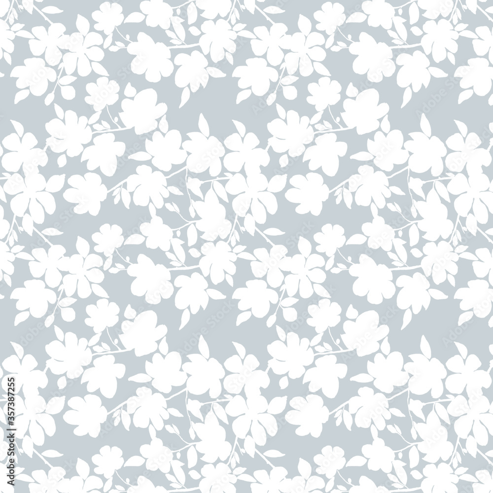 seamless floral pattern. seamless pattern with flowers. white flowers on a gray background seamless floral pattern. seamless pattern with flowers. white flowers on a gray background