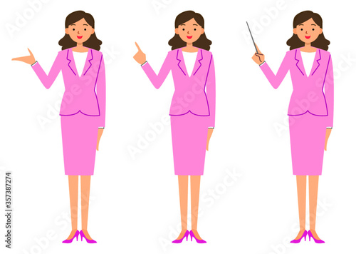 指し示す女性社員