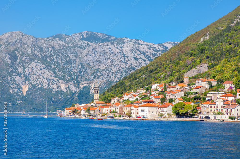 Perast Coastal Old Town in Montenegro , Scenery of Kotor Bay 