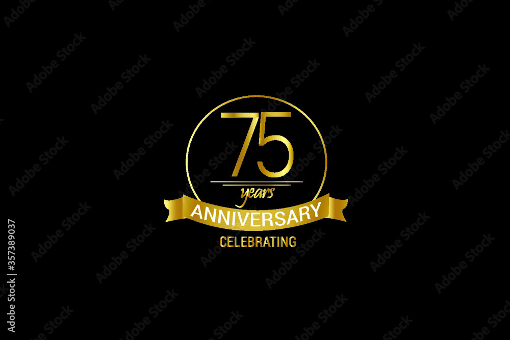 75 year Luxury Black Gold anniversary, minimalist logo years,jubilee, greeting card. Birthday invitation. year sign. Gold space vector illustration on white background - Vector 75 year Luxury Black Gold anniversary, minimalist logo years,jubilee, greeting card. Birthday invitation. year sign. Gold space vector illustration on white background - Vector
