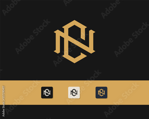 Letters N and C or NC line logo design. Linear minimal stylish emblem. Luxury elegant vector element. Premium business logotype. Graphic alphabet symbol for corporate business identity