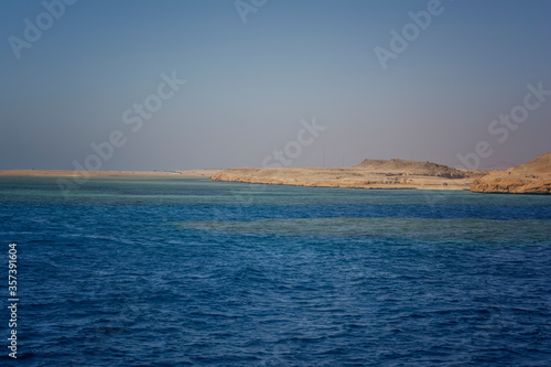Mountain landscape with blue water in the national park Ras Mohammed  Egypt