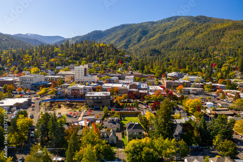 Aerial view of Ashland, Oregon photo