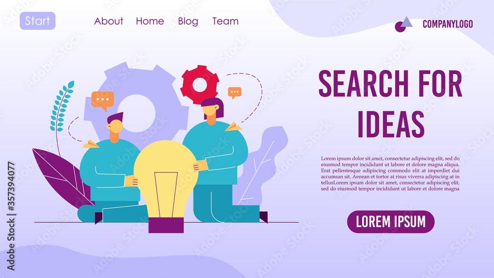 Creative team search idea concept landing page