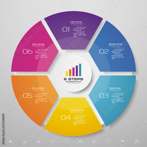 6 steps cycle chart infographics elements for data presentation. EPS 10.