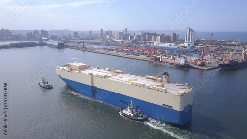 Harbour with ships at port overlooking Durban