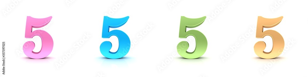 5 five number 3d numerals digits figures pastel colors 5 five number 3d numerals digits figures pastel colors