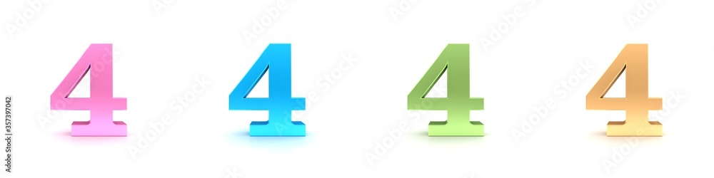 4 four number 3d numerals digits figures pastel colors 4 four number 3d numerals digits figures pastel colors