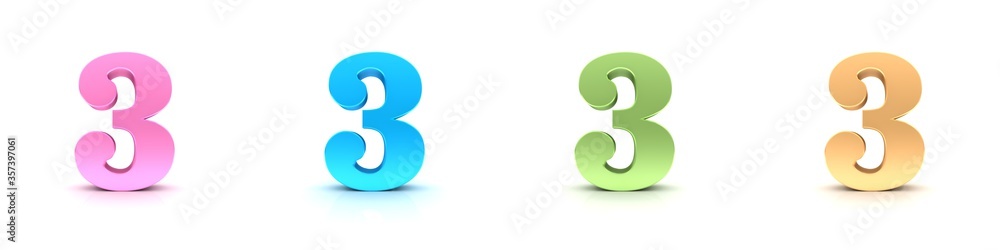 3 three number 3d numerals digits figures pastel colors 3 three number 3d numerals digits figures pastel colors