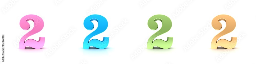 2 two number 3d numerals digits figures pastel colors