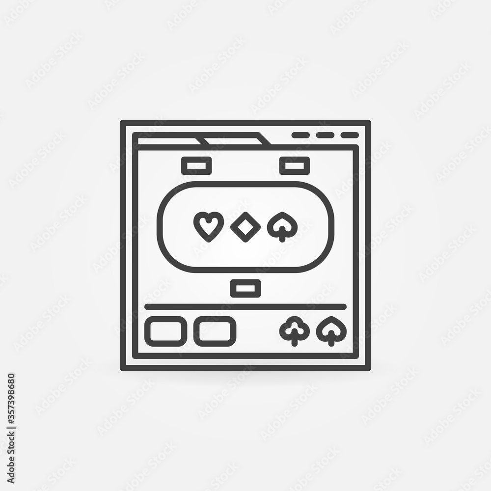 Web page with Online Poker App outline concept icon or logo element Web page with Online Poker App outline concept icon or logo element