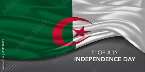 Algeria independence day greeting card, banner with template text vector illustration