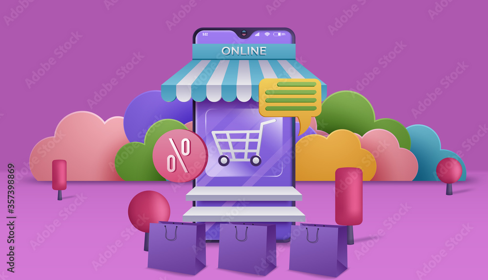 Design concept of online shopping in mobile device vector illustration. Vector illustration Design concept of online shopping in mobile device vector illustration. Vector illustration