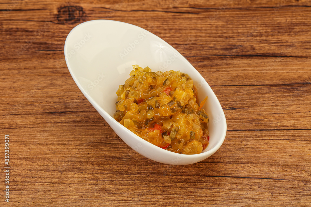Relish sauce with cucumbers and mustard Relish sauce with cucumbers and mustard