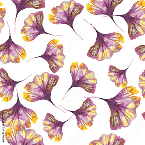 Ginkgo biloba illustration pattern. Seamless print design