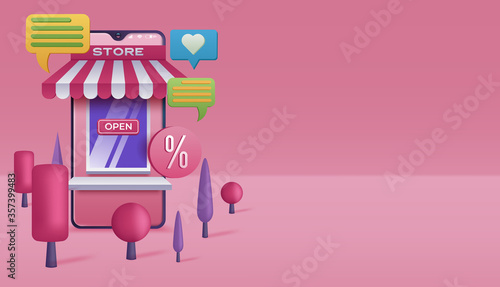 Online shopping banner, mobile app templates. Vector illustration