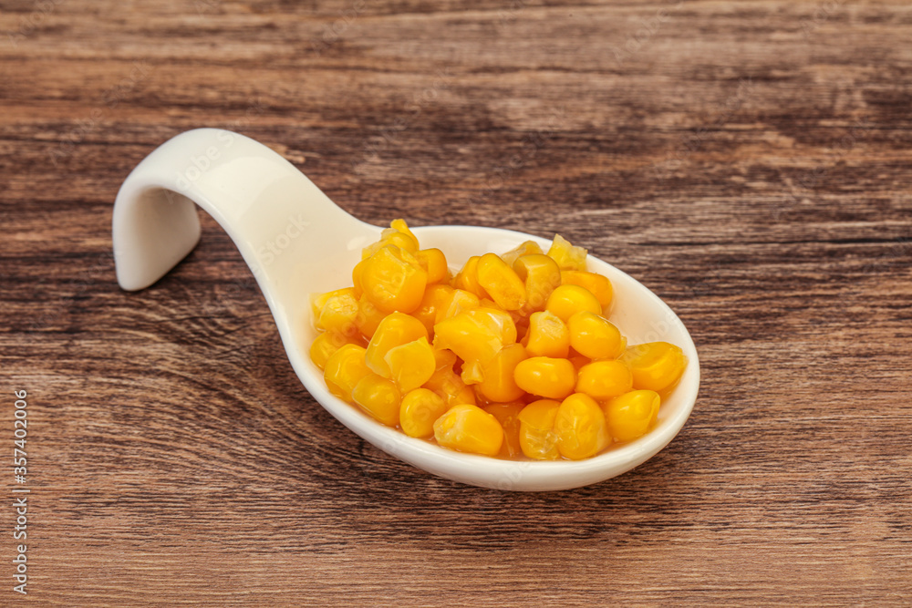 Sweet corn seeds in the bowl Sweet corn seeds in the bowl