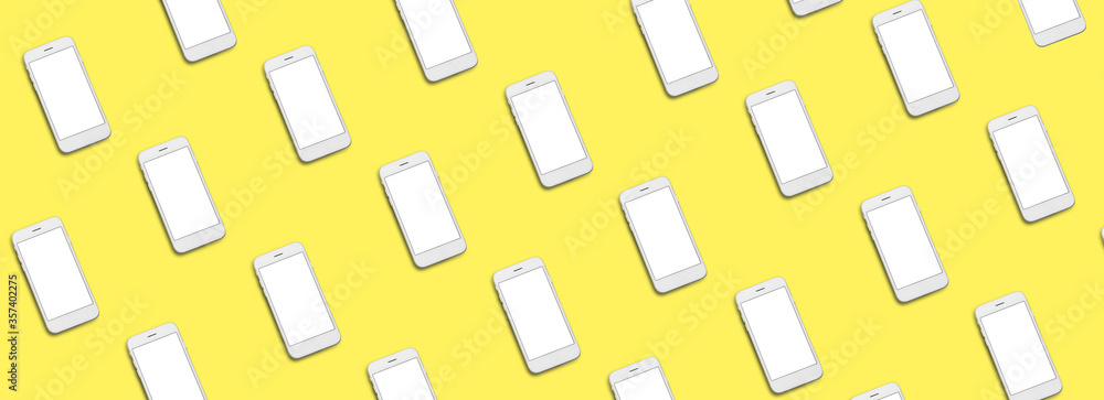 Many mobile phones on color background Many mobile phones on color background