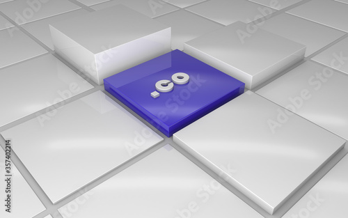 co tld symbol on the grid, 3d Illustration