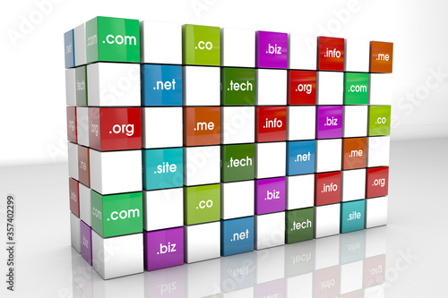 domain names symbol on the grid, 3d Illustration	