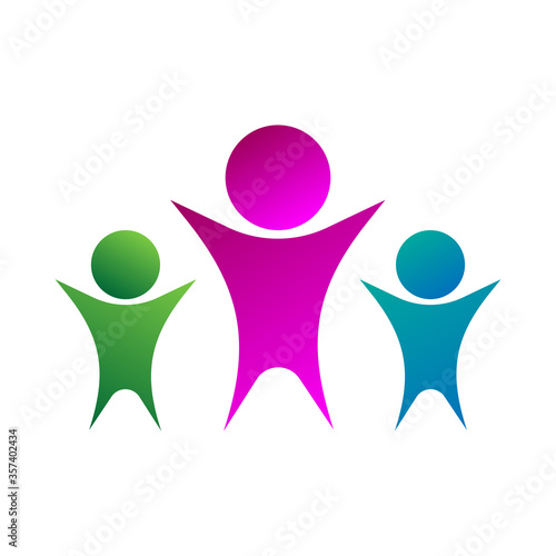 Group of people abstract logo company, community or family symbol united teamwork icon isolated vector illustration on white background 