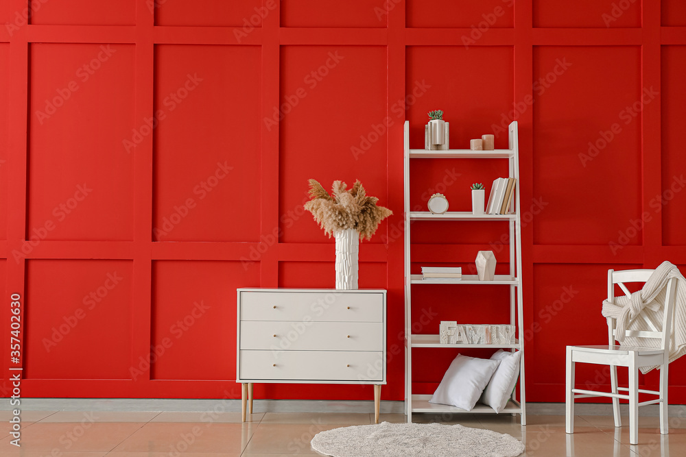 Obraz premium Interior of modern room with shelf unit