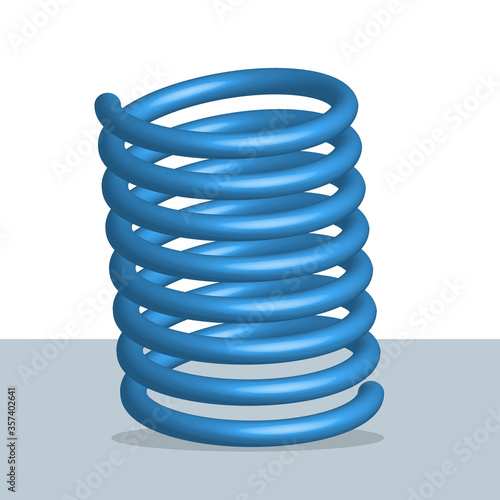Blue spring icon three dimensional realistic metal flexible spiral automobile part vector illustration