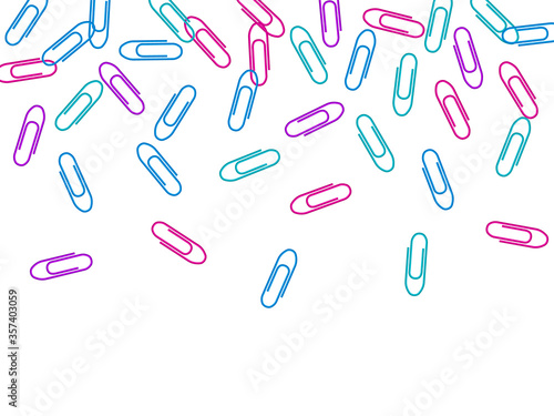 Stationary paperclips isolated on white background