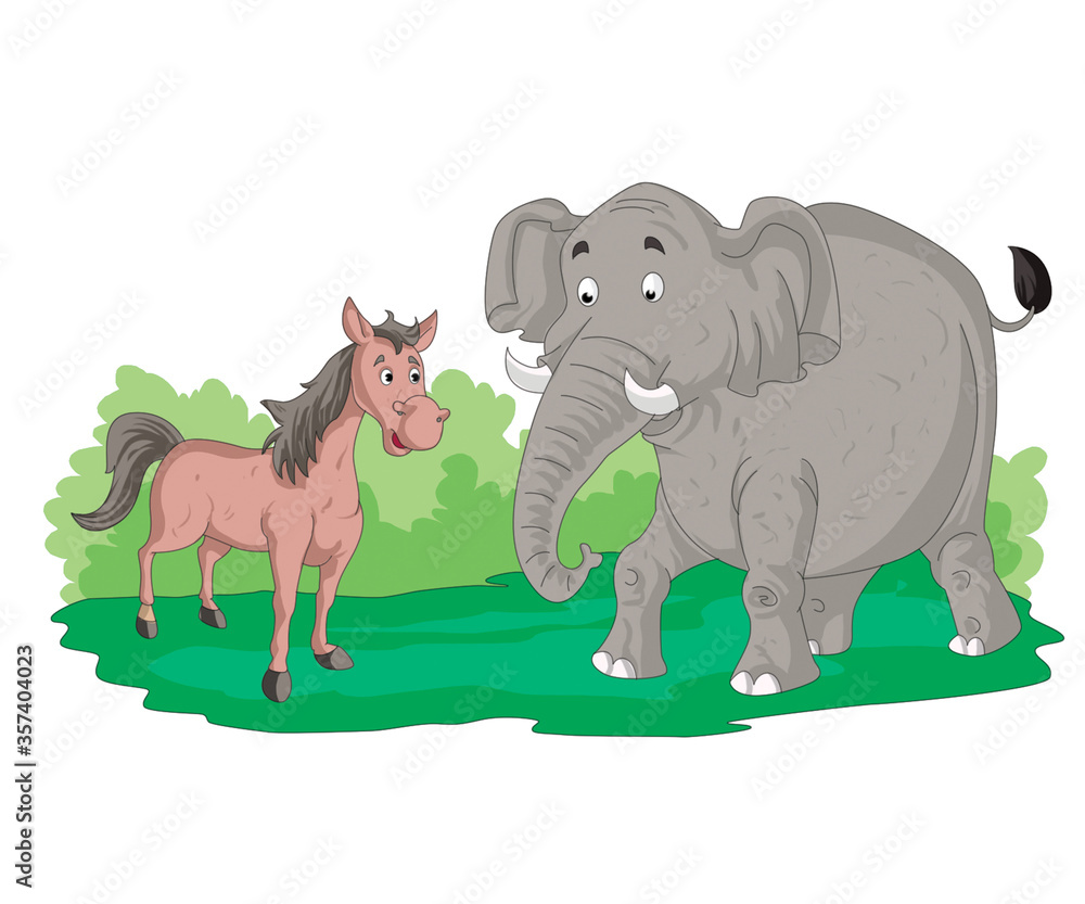 Obraz premium elephant and horse