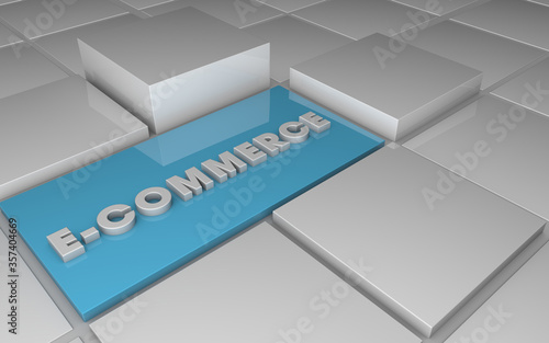 eCommerce symbol on the grid, 3d Illustration