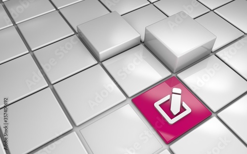 Edit symbol on the grid, 3d Illustration